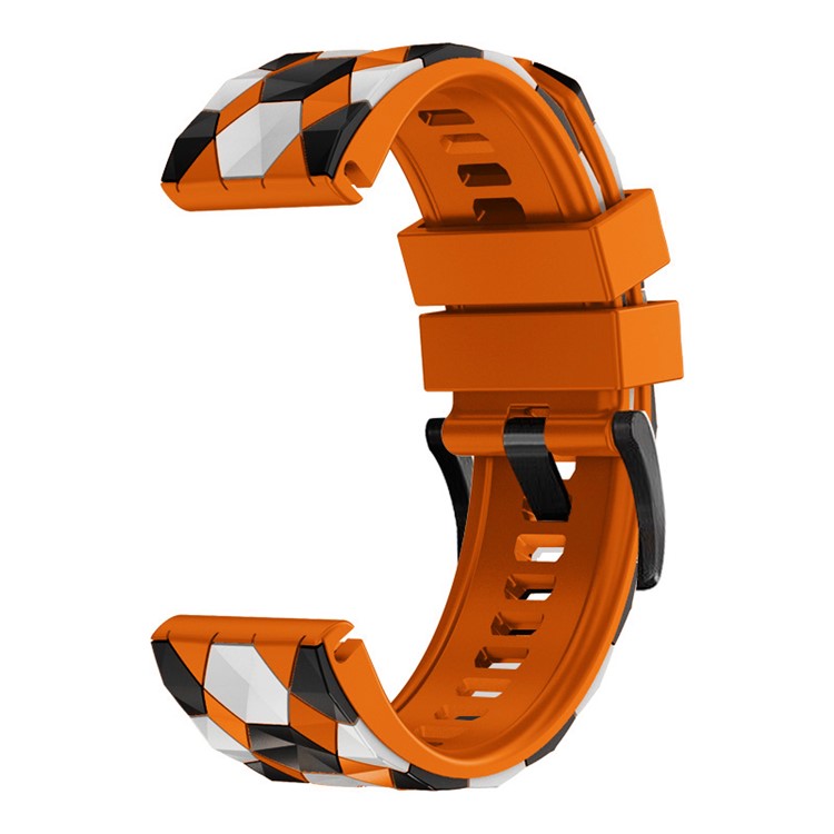 For Garmin Fenix 7 / Descent G1 / Epix Gen2 Silicone Watch Band Football Pattern 22mm Watch Strap - Orange