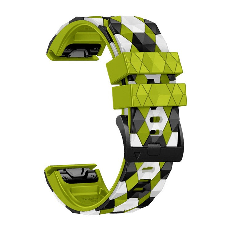 For Garmin Fenix 7X / Fenix 3 / Fenix 3 HR Silicone Watch Strap Football Pattern 26mm TPE Watch Band - Green