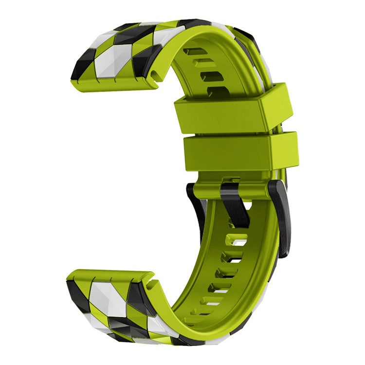 For Garmin Fenix 7X / Fenix 3 / Fenix 3 HR Silicone Watch Strap Football Pattern 26mm TPE Watch Band - Green