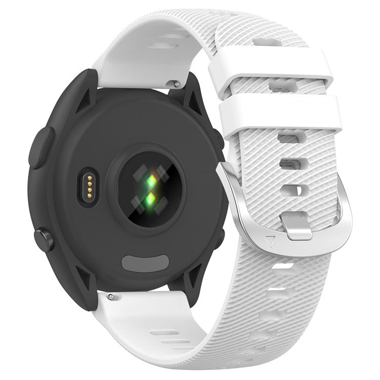For Garmin Forerunner 256S Silicone Watch Strap 18mm Cross Stripe Replacement Strap - White