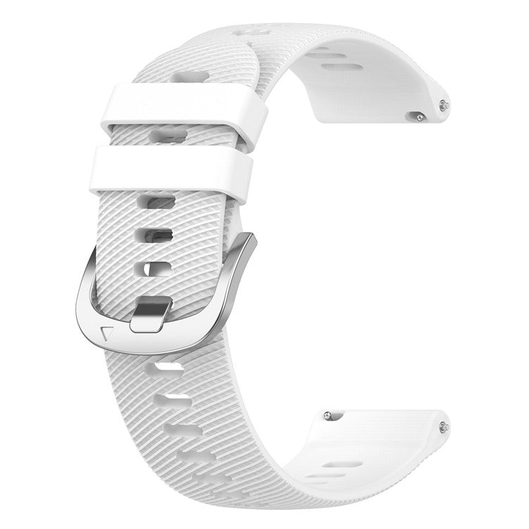 For Garmin Forerunner 256S Silicone Watch Strap 18mm Cross Stripe Replacement Strap - White