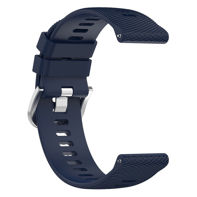 For Garmin Forerunner 256S Silicone Watch Strap 18mm Cross Stripe Replacement Strap - Midnight Blue