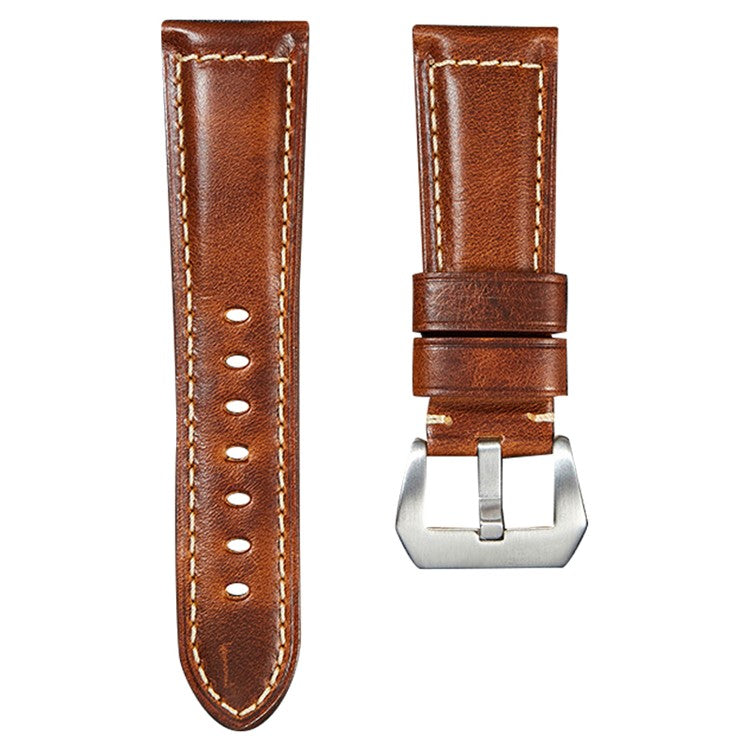 20mm Genuine Cow Leather Watch Band Vintage Replacement Watch Strap - Light Brown / Silver Buckle