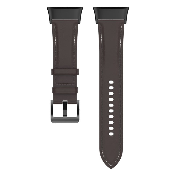 For Xiaomi Redmi Watch 3 Watch Band Genuine Cow Leather Adjustable Wrist Strap - Coffee