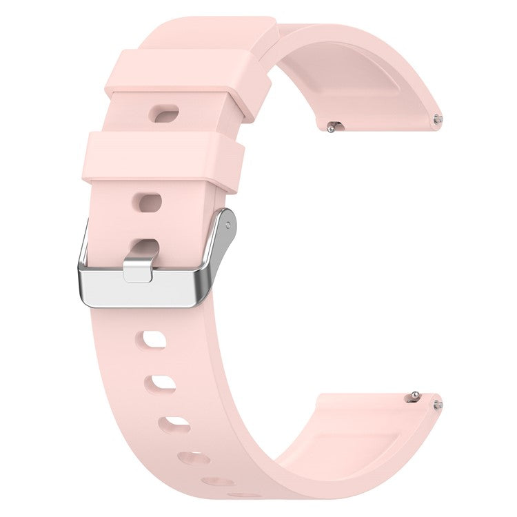 Silicone Watch Band for Garmin Venu / Venu 2 Plus / Venu Sq / Venu Sq 2 , 20mm Watch Strap with Silver Stainless Steel Buckle - Light Pink