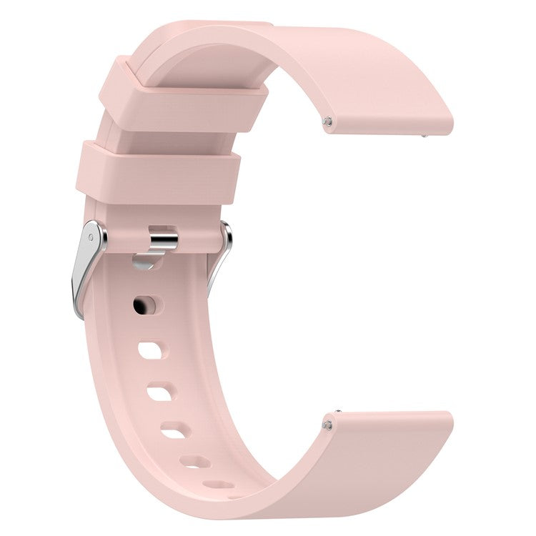 Silicone Watch Band for Garmin Venu / Venu 2 Plus / Venu Sq / Venu Sq 2 , 20mm Watch Strap with Silver Stainless Steel Buckle - Light Pink
