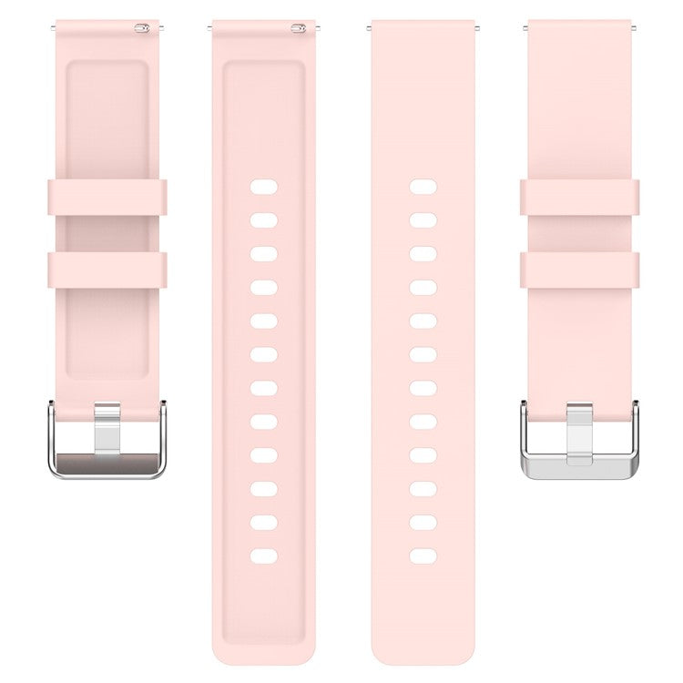 Silicone Watch Band for Garmin Venu / Venu 2 Plus / Venu Sq / Venu Sq 2 , 20mm Watch Strap with Silver Stainless Steel Buckle - Light Pink