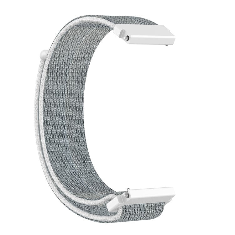 For Garmin Forerunner 265S / 255S / Venu 2S Wrist Band 18mm Universal Nylon Adjustable Watch Strap - Grey / White