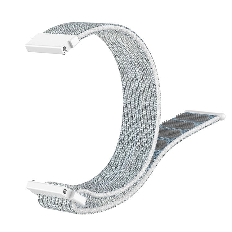 For Garmin Forerunner 265S / 255S / Venu 2S Wrist Band 18mm Universal Nylon Adjustable Watch Strap - Grey / White