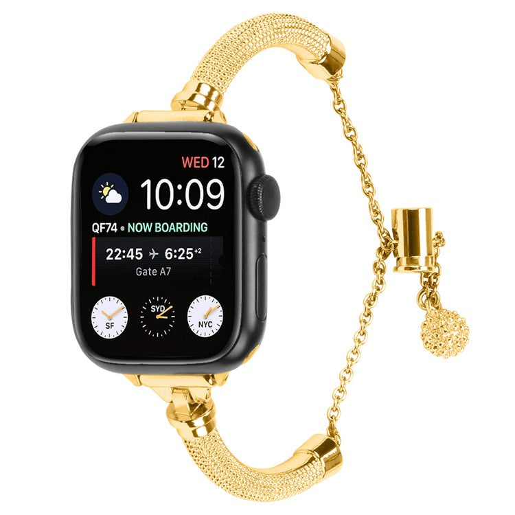 Wrist Strap for Apple Watch Series 10 46mm / Ultra 2 Ultra 49mm /  Series 9 8 7 45mm / 6 5 4 SE (2023) SE (2022) SE 44mm / 3 2 1 42mm Bracelet Metal Smart Watch Band - Gold