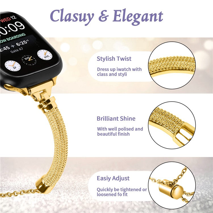 Wrist Strap for Apple Watch Series 10 46mm / Ultra 2 Ultra 49mm /  Series 9 8 7 45mm / 6 5 4 SE (2023) SE (2022) SE 44mm / 3 2 1 42mm Bracelet Metal Smart Watch Band - Gold