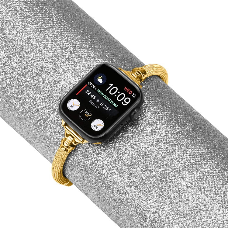Wrist Strap for Apple Watch Series 10 46mm / Ultra 2 Ultra 49mm /  Series 9 8 7 45mm / 6 5 4 SE (2023) SE (2022) SE 44mm / 3 2 1 42mm Bracelet Metal Smart Watch Band - Gold