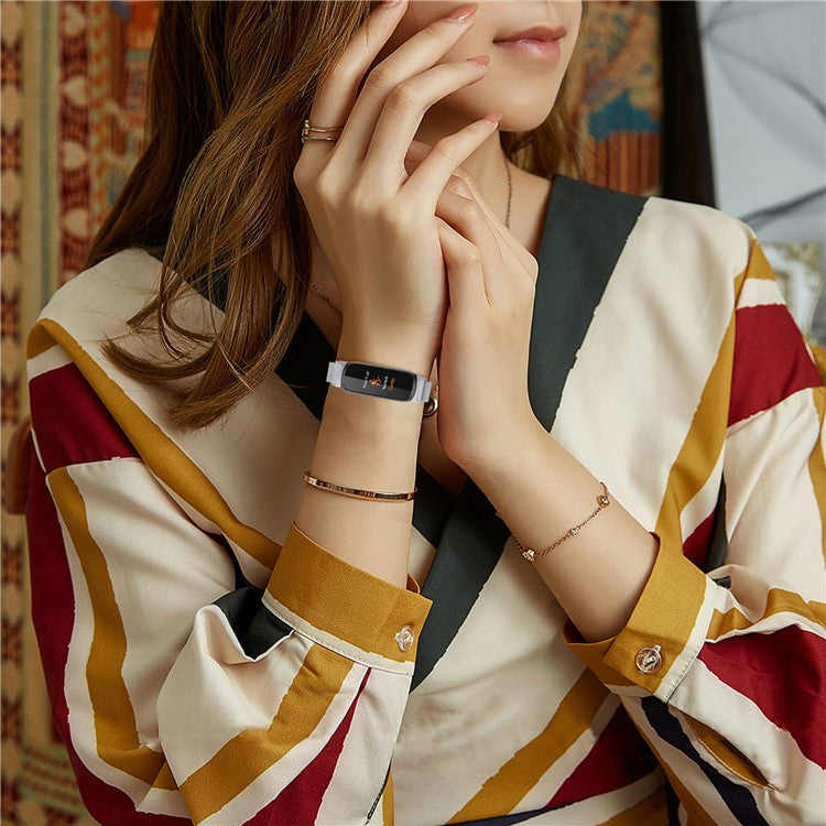 For Fitbit Inspire 3 Stainless Steel Smart Watch Band Magnetic Milanese Metal Mesh Strap - Silver