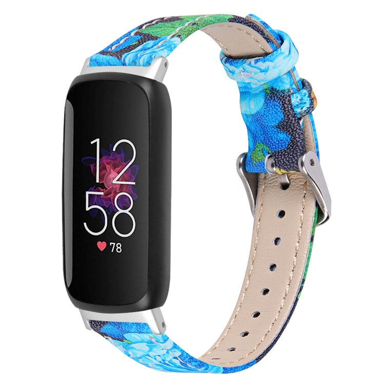 For Fitbit Inspire 3 Replacement Watch Strap Stitching Lines Top Layer Genuine Leather Wrist Band - Style J