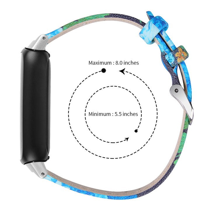 For Fitbit Inspire 3 Replacement Watch Strap Stitching Lines Top Layer Genuine Leather Wrist Band - Style J