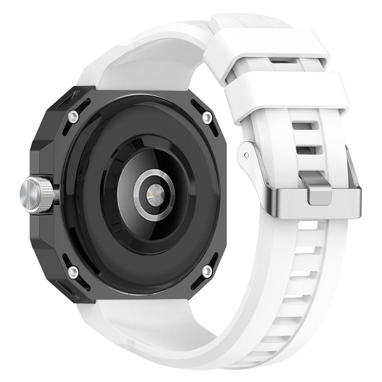 For Huawei Watch GT Cyber Silicone Watch Bands Watch Strap Replacement with Screws + Tool - White