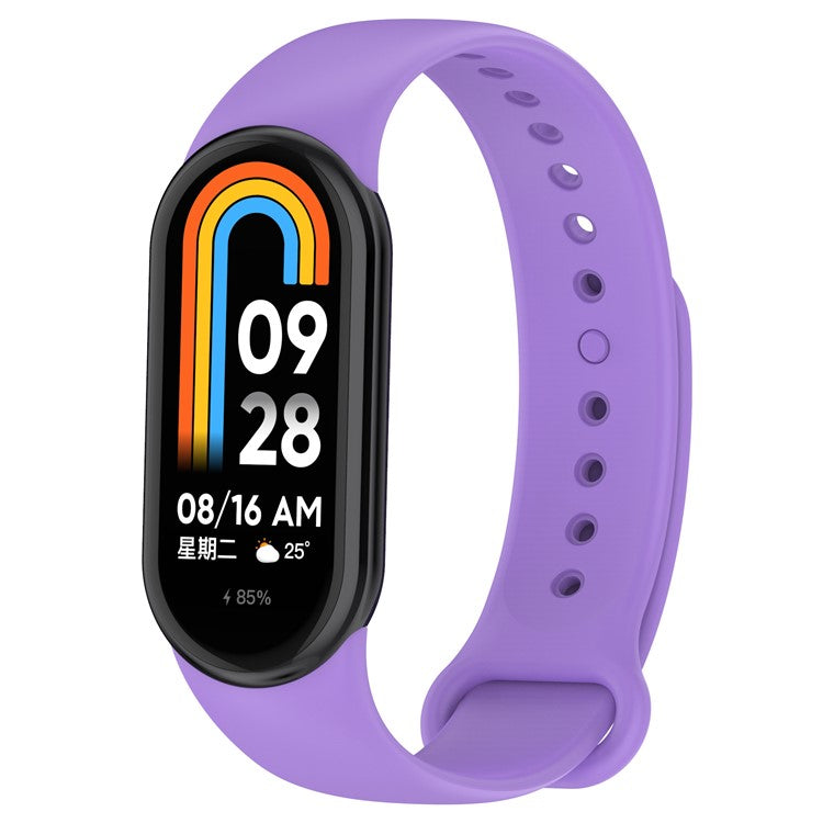 For Xiaomi Smart Band 9 NFC / 9 / 8 NFC / 8 Solid Color Silicone Watch Strap Replacement Wrist Band - Purple