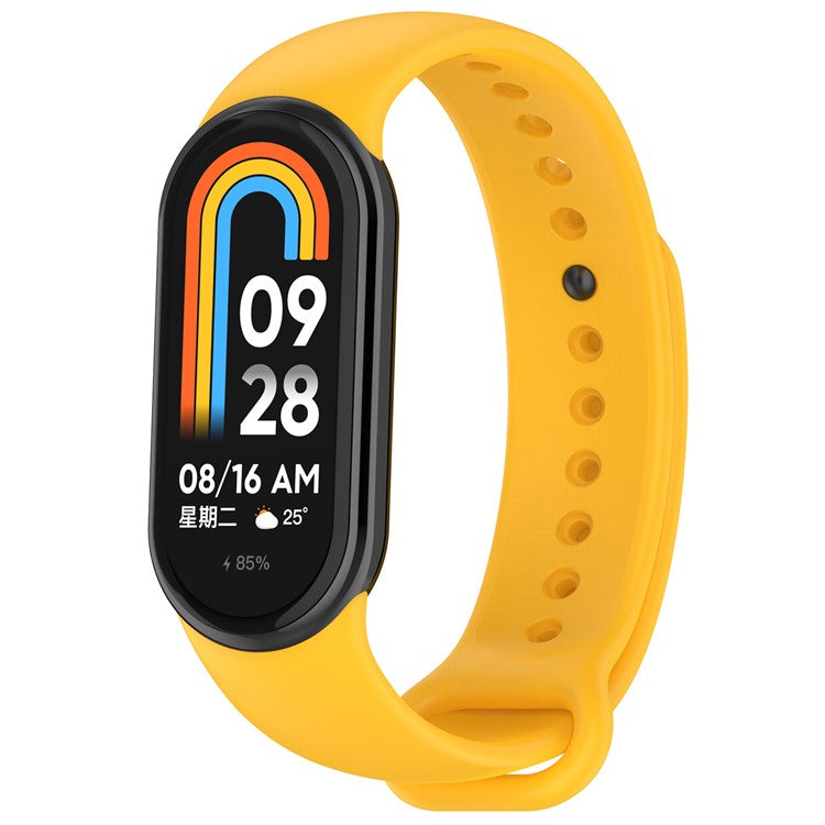 For Xiaomi Smart Band 9 NFC / 9 / 8 NFC / 8 Silicone Watch Strap Wrist Band with Stainless Steel Connector - Yellow