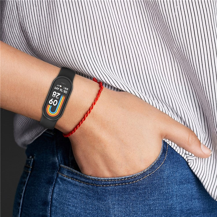 For Xiaomi Smart Band 9 NFC / 9 / 8 NFC / 8 Silicone Watch Strap Wrist Band with Stainless Steel Connector - Yellow