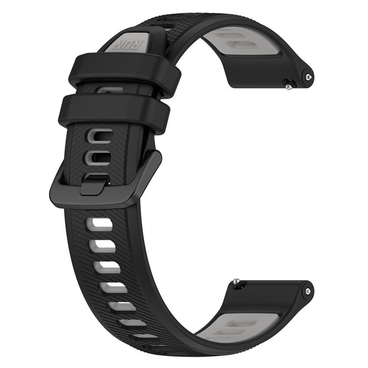 For Garmin Forerunner 265 Dual-Color Silicone Watch Strap Anti-Wear Smart Band Strap - Black / Grey