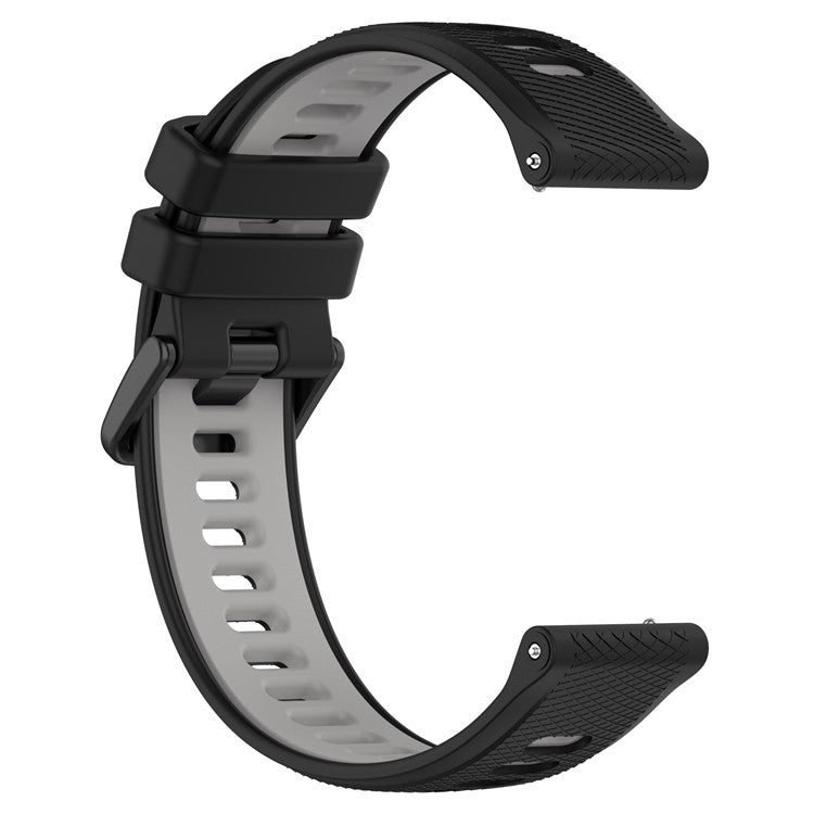 For Garmin Forerunner 265 Dual-Color Silicone Watch Strap Anti-Wear Smart Band Strap - Black / Grey