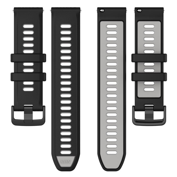 For Garmin Forerunner 265 Dual-Color Silicone Watch Strap Anti-Wear Smart Band Strap - Black / Grey