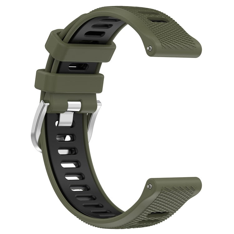 For Huami Amazfit GTR Mini / Bip 3 / Bip 3 Pro Silicone Watch Band 20mm Cross Stripe Dual-color Strap - Jungle Green+Black