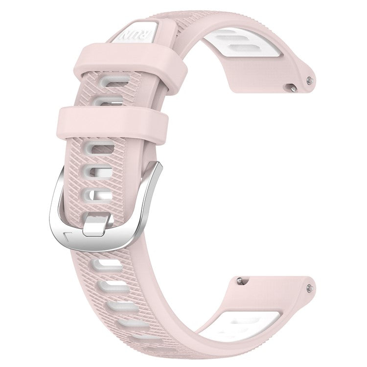 For Huami Amazfit GTR Mini / Bip 3 / Bip 3 Pro Silicone Watch Band 20mm Cross Stripe Dual-color Strap - Pink+White