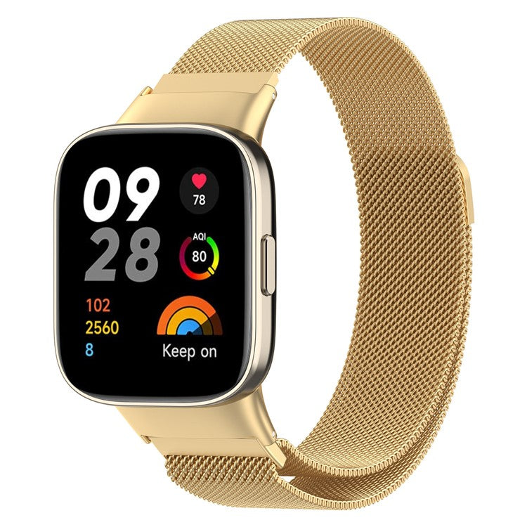 For Xiaomi Redmi Watch 3 / Mi Watch Lite 3 Milanese Metal Mesh Strap Replacement Smart Watch Band - Gold