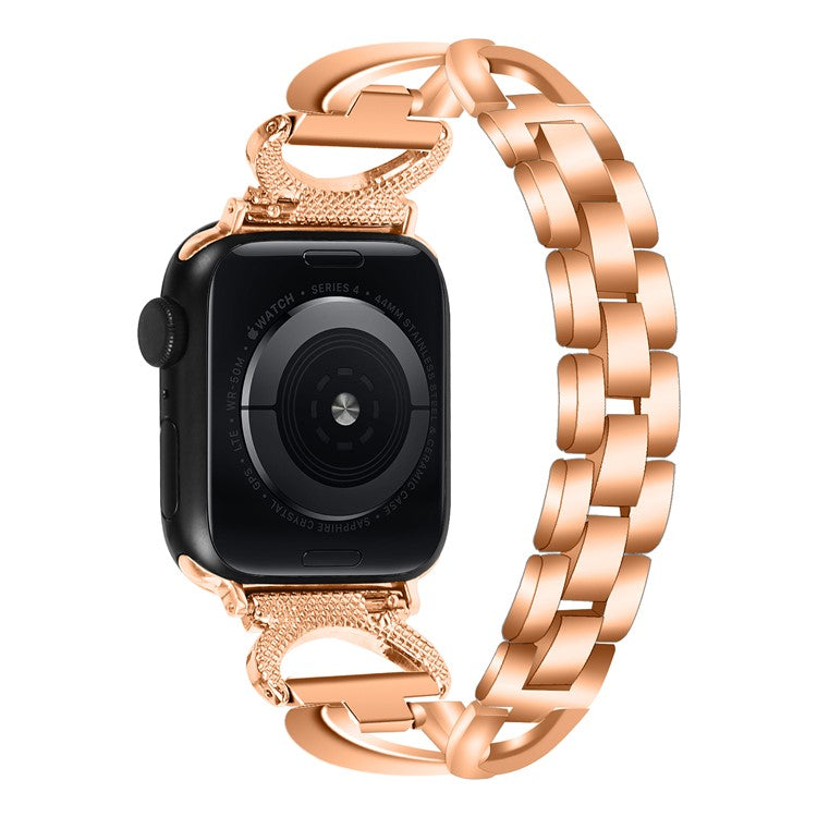 Watch Band for Apple Watch Series 10 46mm / Ultra 2 Ultra 49mm / Series 9 8 7 45mm / 6 5 4 SE (2023) SE (2022) SE 44mm / 3 2 1 42mm Rhinestones Decor Alloy Strap - Rose Gold