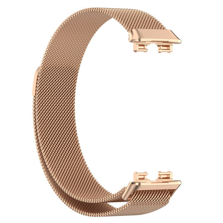 Mesh Style Watch Strap For Huawei Band 8 / Band 8 NFC / Band 9 / Band 9 NFC Milanese Metal Smart Band Watch Strap Replacement Part - Rose Gold