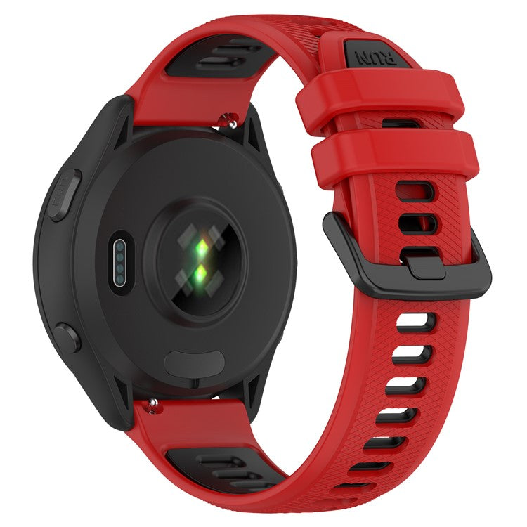 For Garmin Forerunner 265S Silicone Watch Bands 18mm Dual Color Replacement Strap - Red+Black
