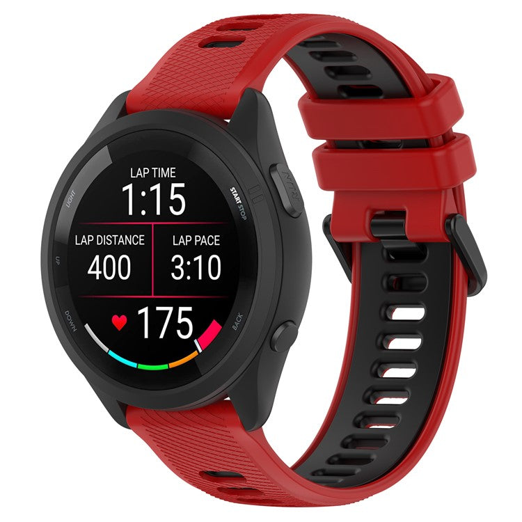 For Garmin Forerunner 265S Silicone Watch Bands 18mm Dual Color Replacement Strap - Red+Black