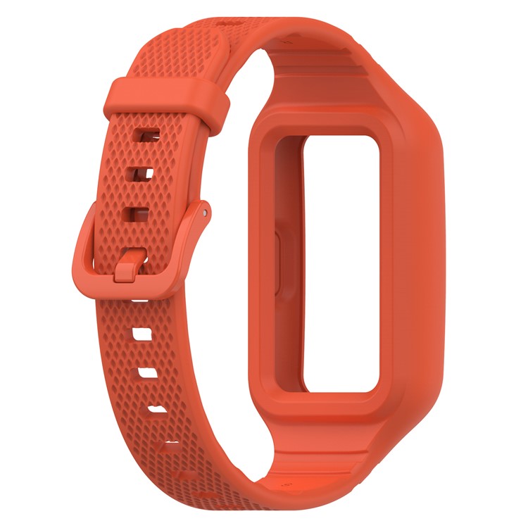 For Huawei Band 6 / 6 Pro / Band 7 / Band 8 / Band 8 NFC / Band 9 / Band 9 NFC / Honor Band 6 / 7 Silicone Watch Band with Case - Red Tea Orange