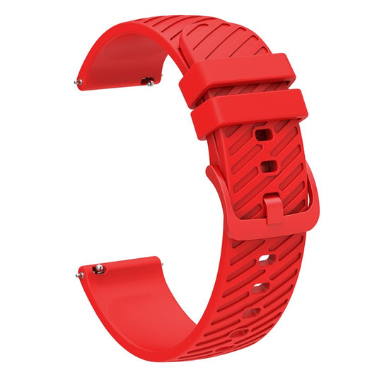 18mm Universal Silicone Watch Strap Tilted Stripe Textured Replacement Watch Band - Red