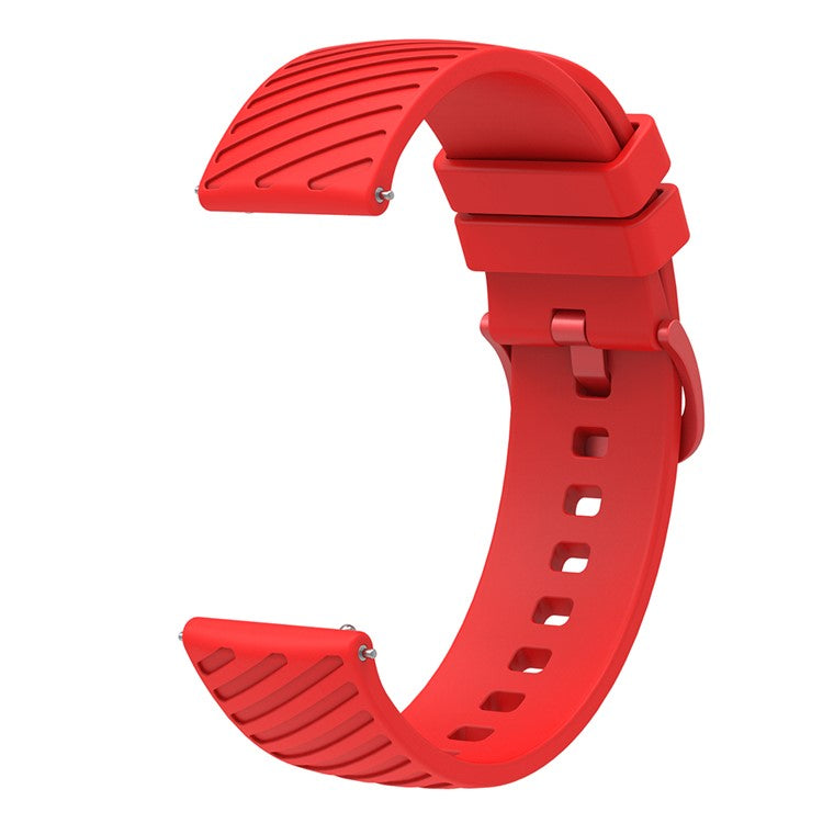 18mm Universal Silicone Watch Strap Tilted Stripe Textured Replacement Watch Band - Red
