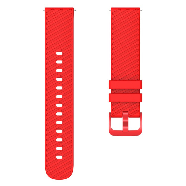 18mm Universal Silicone Watch Strap Tilted Stripe Textured Replacement Watch Band - Red