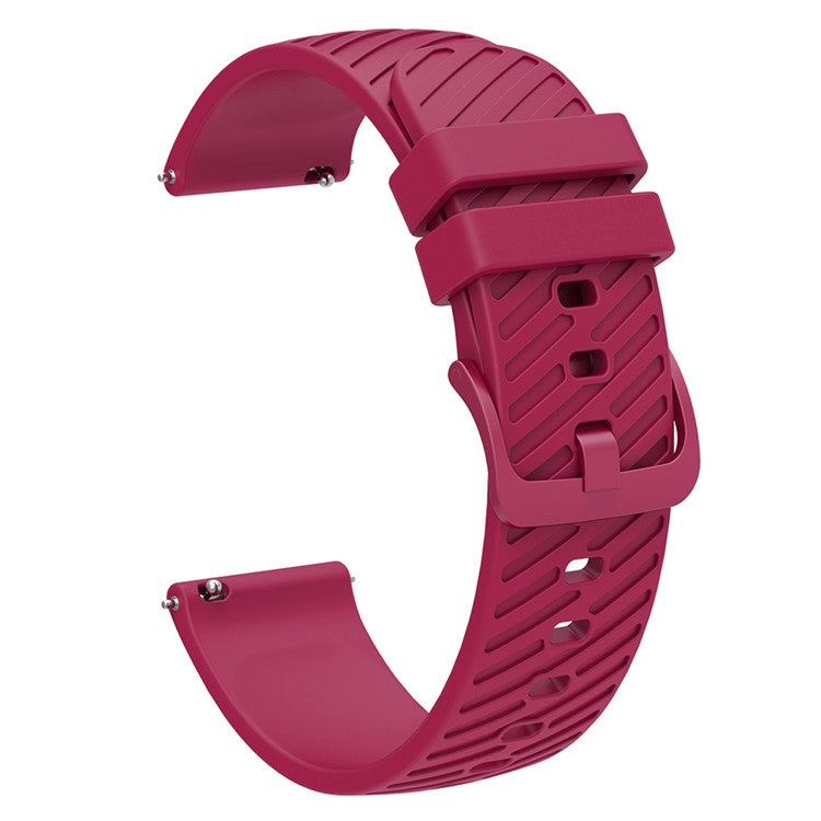 18mm Universal Silicone Watch Strap Tilted Stripe Textured Replacement Watch Band - Wine Red