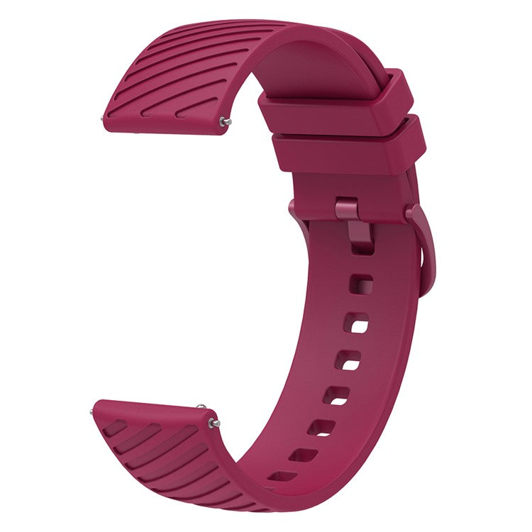 18mm Universal Silicone Watch Strap Tilted Stripe Textured Replacement Watch Band - Wine Red