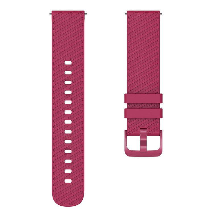 18mm Universal Silicone Watch Strap Tilted Stripe Textured Replacement Watch Band - Wine Red