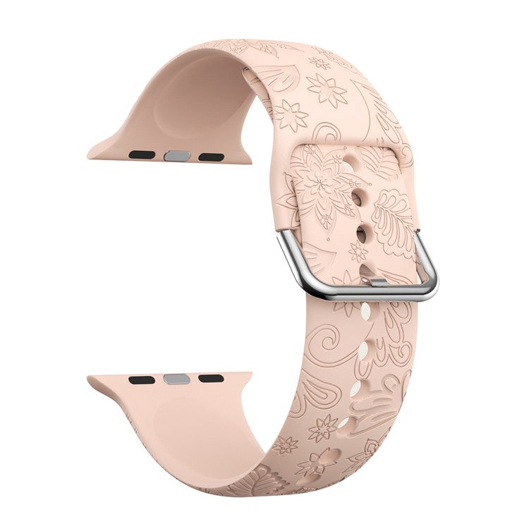 For Apple Watch Ultra 49mm Engraved Sport Band Soft Silicone Replacement Watch Strap - Pink