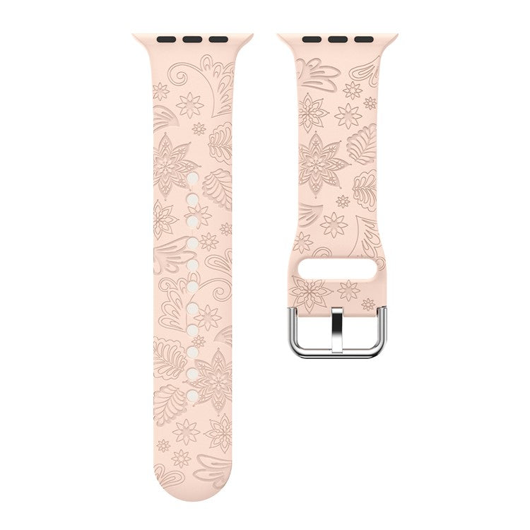 For Apple Watch Ultra 49mm Engraved Sport Band Soft Silicone Replacement Watch Strap - Pink