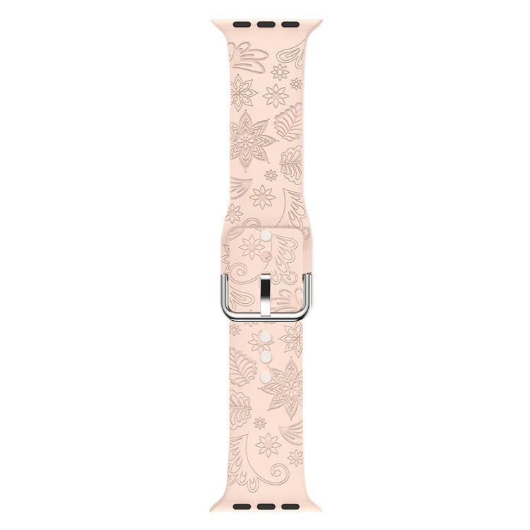 For Apple Watch Ultra 49mm Engraved Sport Band Soft Silicone Replacement Watch Strap - Pink