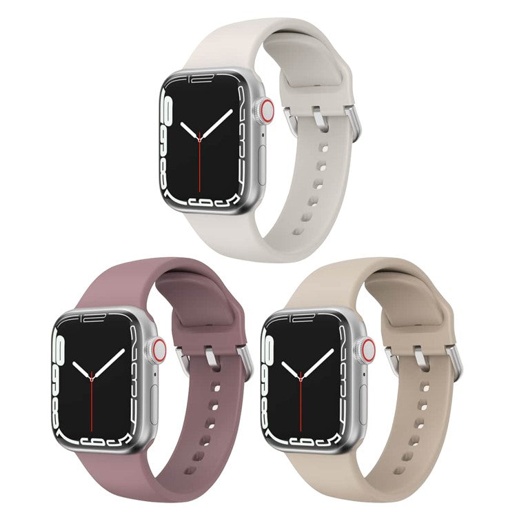 3Pcs Silicone Watch Bands for Apple Watch Series 10 42mm / 9 8 7 41mm / SE (2023) SE (2022) SE 6 5 4 40mm / 3 2 1 38mm Waterproof Sport Strap - Starlight+Purple+Milk Tea