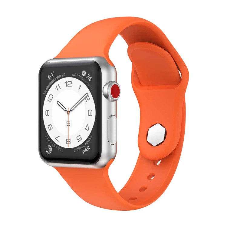 Watch Strap for Apple Watch Series 10 42mm / 9 8 7 41mm / SE (2023) SE (2022) SE 6 5 4 40mm / 3 2 1 38mm Soft Silicone Strap with Hexagonal Stud - Orange