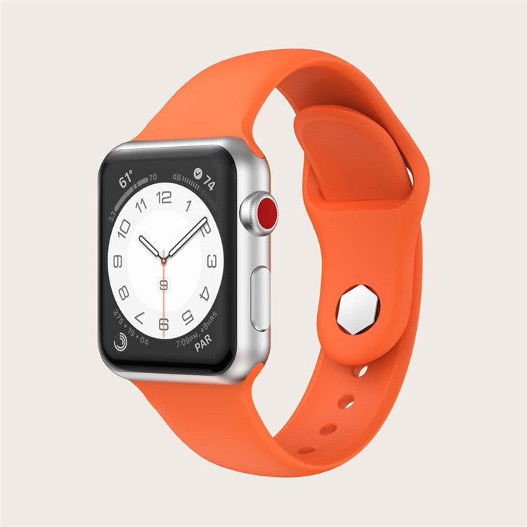 Watch Strap for Apple Watch Series 10 42mm / 9 8 7 41mm / SE (2023) SE (2022) SE 6 5 4 40mm / 3 2 1 38mm Soft Silicone Strap with Hexagonal Stud - Orange