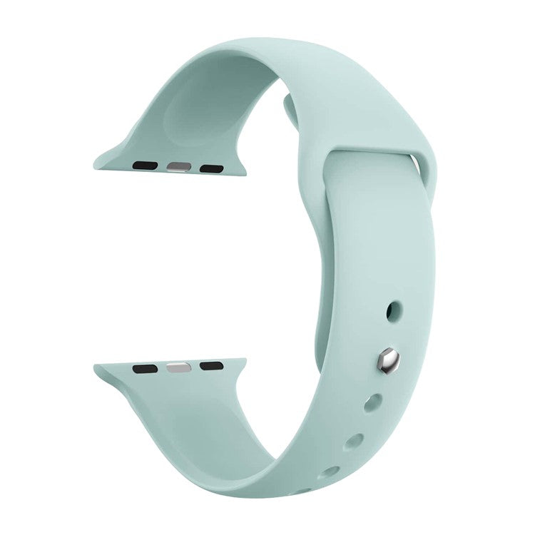 For Apple Watch Series 10 46mm / Ultra 2 Ultra 49mm / Series 9 8 7 45mm / 6 5 4 SE (2023) SE (2022) SE 44mm / 3 2 1 42mm Silicone Band Watch Strap with Hexagonal Stud - Blue Green