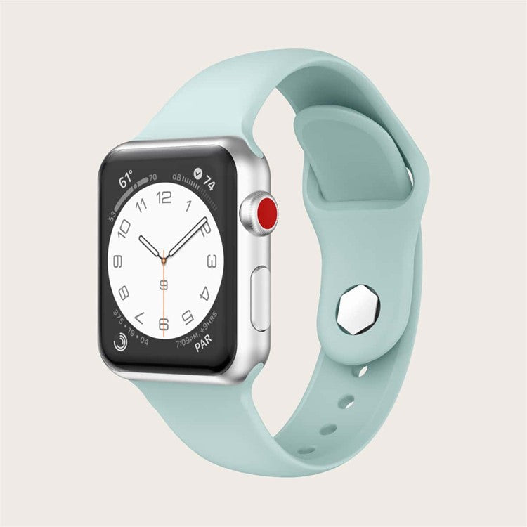 Silicone Band for Apple Watch Ultra 49mm Adjustable Watch Strap Replacement with Hexagonal Stud - Blue Green
