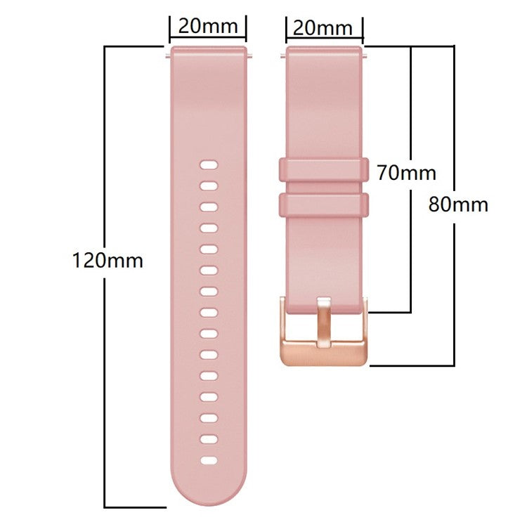 For Huami Amazfit GTR Mini / Bip 3 / Bip 3 Pro Silicone Watchband 20mm Solid Color Replacement Watch Strap - Pink