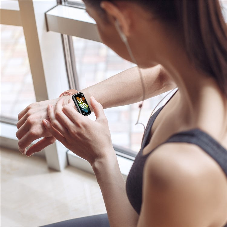 For Huawei Band 7 Replacement Watch Band Nylon Adjustable Wrist Strap - Starlight / Black